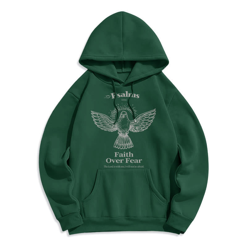 Classic Quotation Style Faith Over Fear Fleece Lined Polyester Hoodie