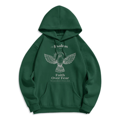 Classic Quotation Style Faith Over Fear Fleece Lined Polyester Hoodie