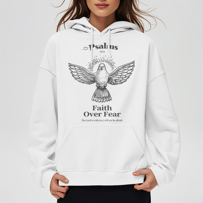 Classic Quotation Style Faith Over Fear Fleece Lined Polyester Hoodie