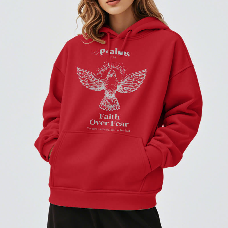Classic Quotation Style Faith Over Fear Fleece Lined Polyester Hoodie