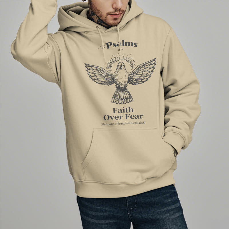 Classic Quotation Style Faith Over Fear Fleece Lined Polyester Hoodie