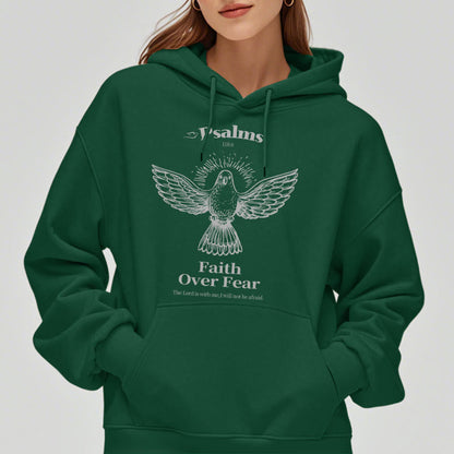 Classic Quotation Style Faith Over Fear Fleece Lined Polyester Hoodie