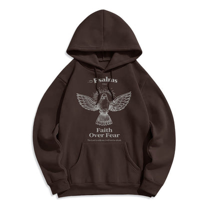 Classic Quotation Style Faith Over Fear Fleece Lined Polyester Hoodie
