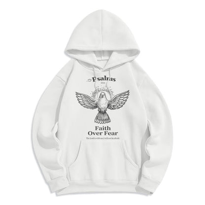 Classic Quotation Style Faith Over Fear Fleece Lined Polyester Hoodie