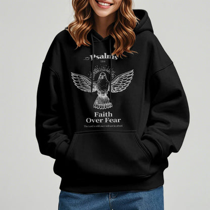 Classic Quotation Style Faith Over Fear Fleece Lined Polyester Hoodie