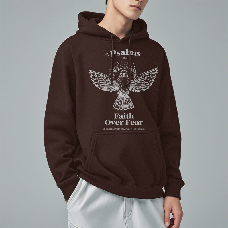 Classic Quotation Style Faith Over Fear Fleece Lined Polyester Hoodie