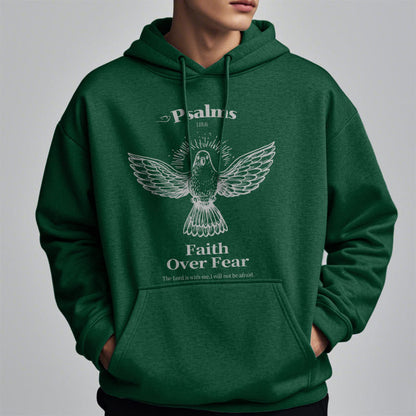 Classic Quotation Style Faith Over Fear Fleece Lined Polyester Hoodie
