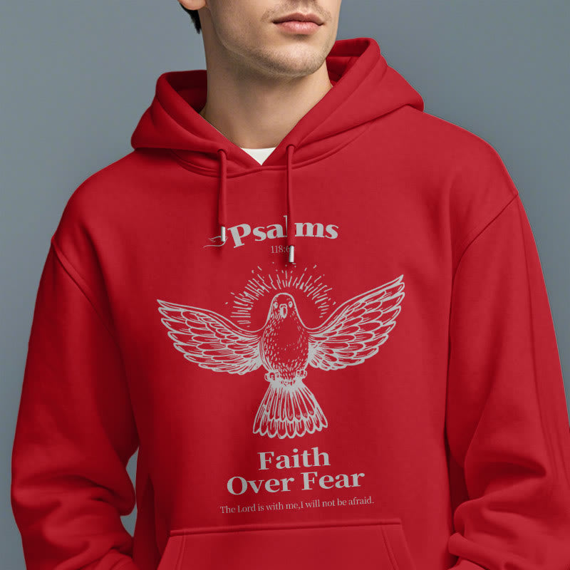 Classic Quotation Style Faith Over Fear Fleece Lined Polyester Hoodie