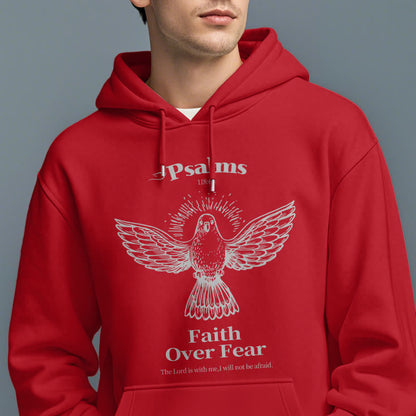 Classic Quotation Style Faith Over Fear Fleece Lined Polyester Hoodie