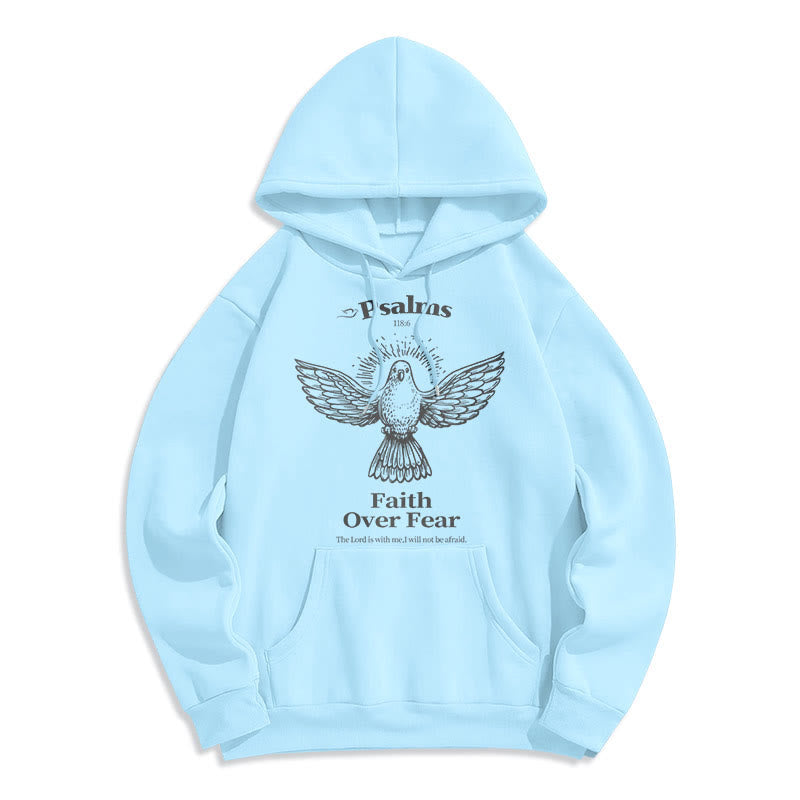 Classic Quotation Style Faith Over Fear Fleece Lined Polyester Hoodie