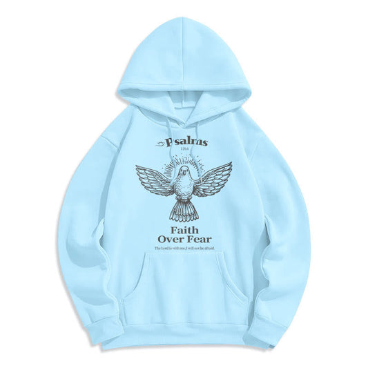 Classic Quotation Style Faith Over Fear Fleece Lined Polyester Hoodie
