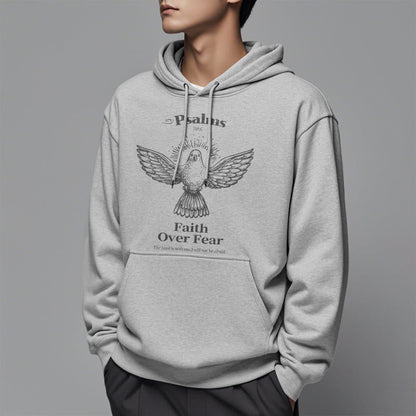 Classic Quotation Style Faith Over Fear Fleece Lined Polyester Hoodie