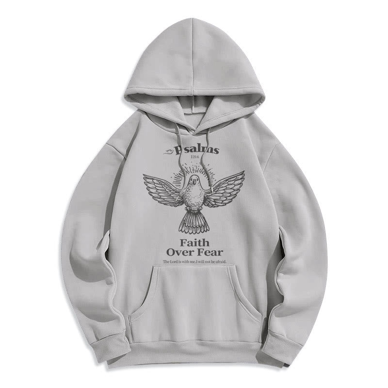 Classic Quotation Style Faith Over Fear Fleece Lined Polyester Hoodie