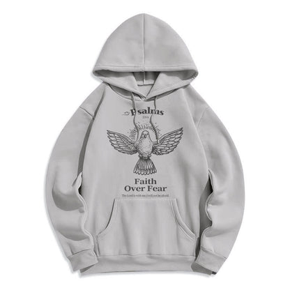 Classic Quotation Style Faith Over Fear Fleece Lined Polyester Hoodie