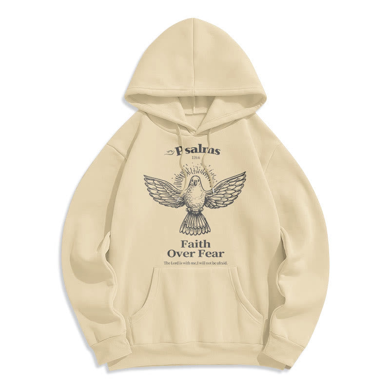 Classic Quotation Style Faith Over Fear Fleece Lined Polyester Hoodie