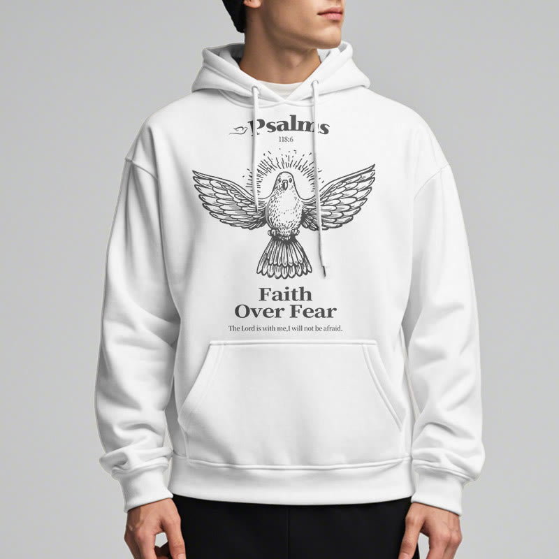 Classic Quotation Style Faith Over Fear Fleece Lined Polyester Hoodie