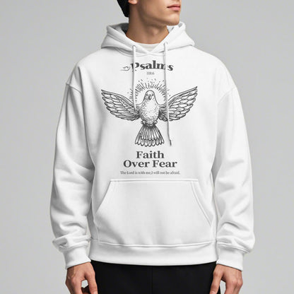 Classic Quotation Style Faith Over Fear Fleece Lined Polyester Hoodie