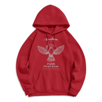Classic Quotation Style Faith Over Fear Fleece Lined Polyester Hoodie