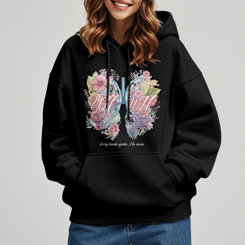 Colored Style Every Breath Speaks His Name Fleece Lined Polyester Hoodie