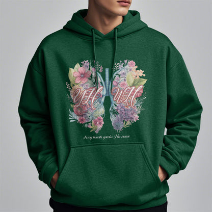 Colored Style Every Breath Speaks His Name Fleece Lined Polyester Hoodie