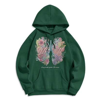 Colored Style Every Breath Speaks His Name Fleece Lined Polyester Hoodie