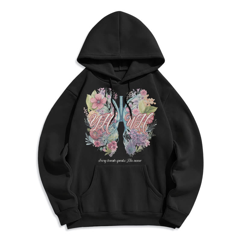 Colored Style Every Breath Speaks His Name Fleece Lined Polyester Hoodie