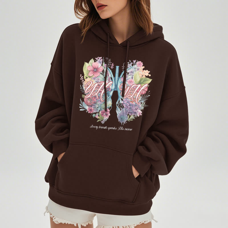 Colored Style Every Breath Speaks His Name Fleece Lined Polyester Hoodie