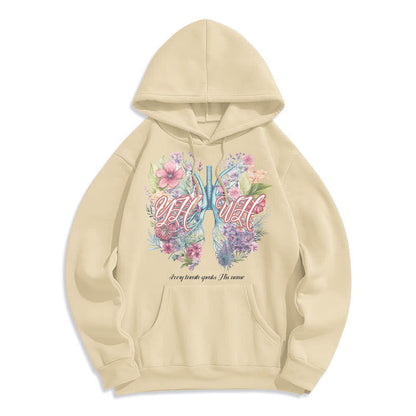 Colored Style Every Breath Speaks His Name Fleece Lined Polyester Hoodie