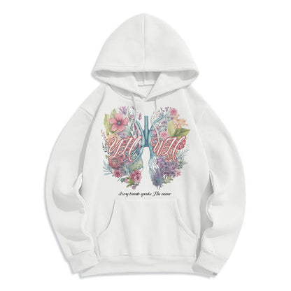 Colored Style Every Breath Speaks His Name Fleece Lined Polyester Hoodie