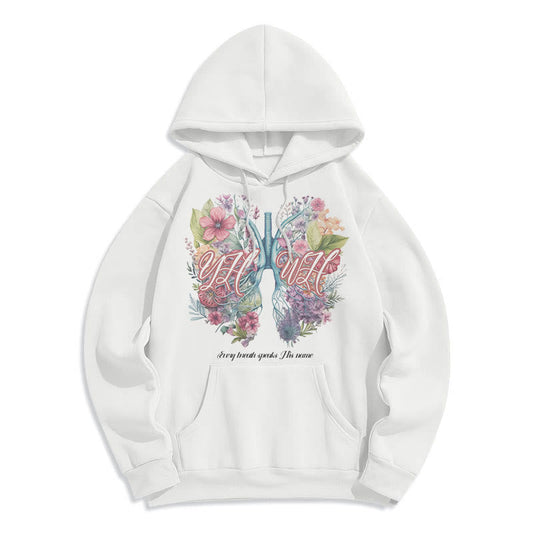 Colored Style Every Breath Speaks His Name Fleece Lined Polyester Hoodie