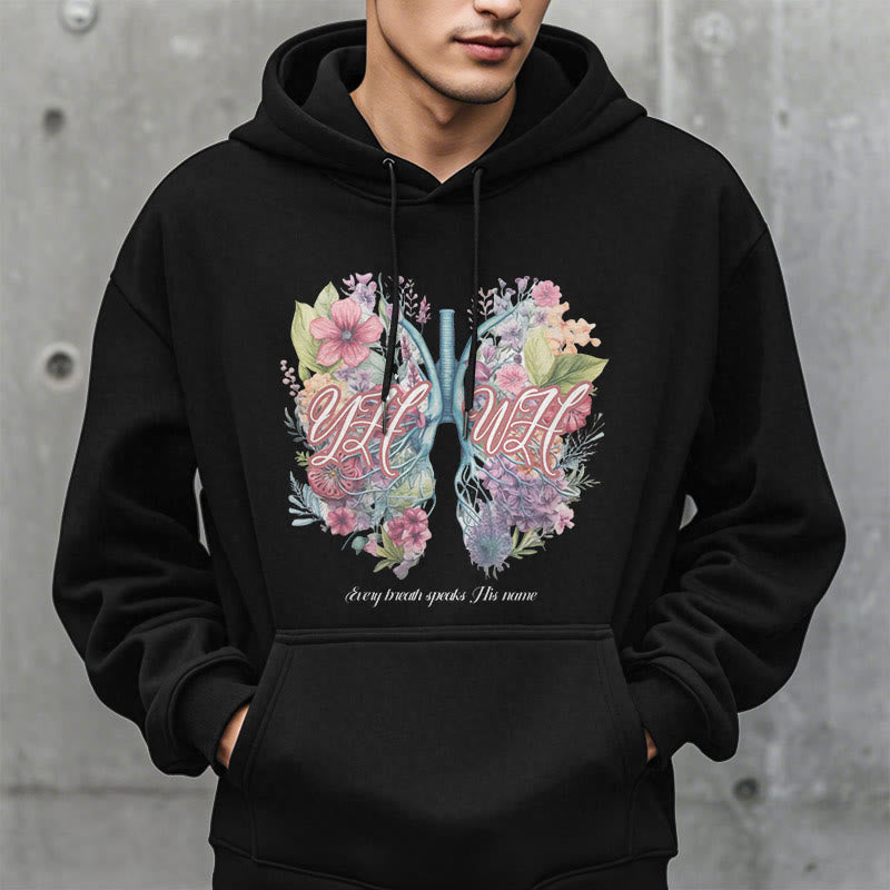 Colored Style Every Breath Speaks His Name Fleece Lined Polyester Hoodie