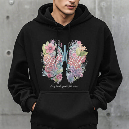 Colored Style Every Breath Speaks His Name Fleece Lined Polyester Hoodie