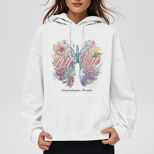 Colored Style Every Breath Speaks His Name Fleece Lined Polyester Hoodie