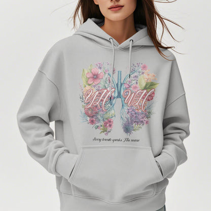 Colored Style Every Breath Speaks His Name Fleece Lined Polyester Hoodie