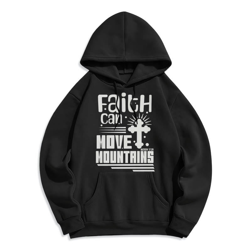 Modern Style Faith Can Move Mountains Fleece Lined Polyester Hoodie