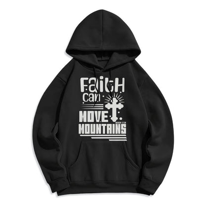 Modern Style Faith Can Move Mountains Fleece Lined Polyester Hoodie