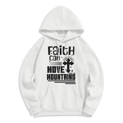 Modern Style Faith Can Move Mountains Fleece Lined Polyester Hoodie