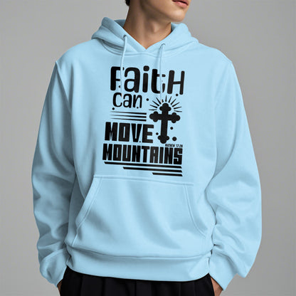 Modern Style Faith Can Move Mountains Fleece Lined Polyester Hoodie