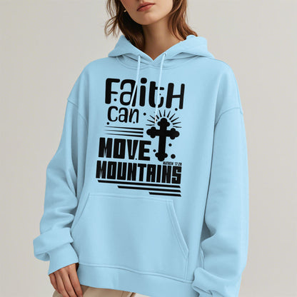 Modern Style Faith Can Move Mountains Fleece Lined Polyester Hoodie