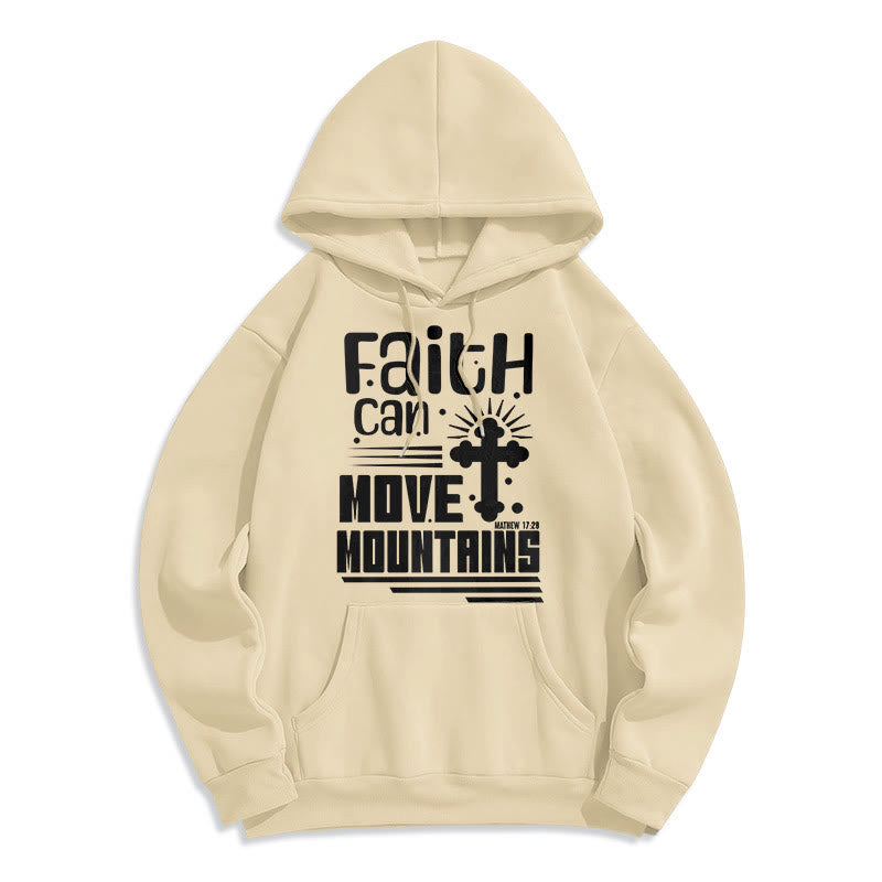 Modern Style Faith Can Move Mountains Fleece Lined Polyester Hoodie