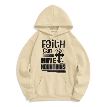Modern Style Faith Can Move Mountains Fleece Lined Polyester Hoodie