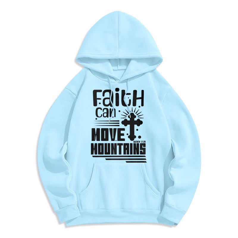 Modern Style Faith Can Move Mountains Fleece Lined Polyester Hoodie
