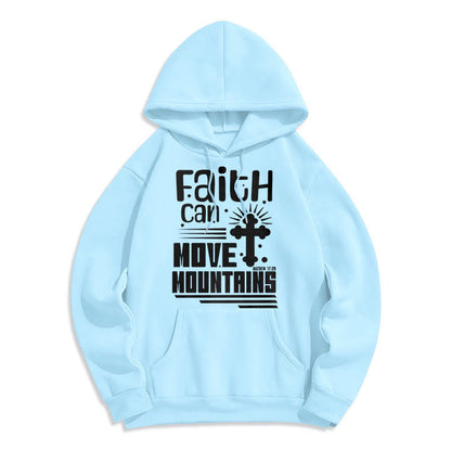 Modern Style Faith Can Move Mountains Fleece Lined Polyester Hoodie
