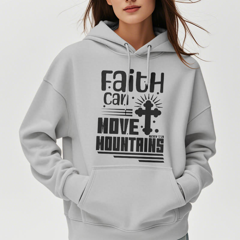 Modern Style Faith Can Move Mountains Fleece Lined Polyester Hoodie