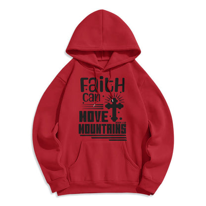 Modern Style Faith Can Move Mountains Fleece Lined Polyester Hoodie