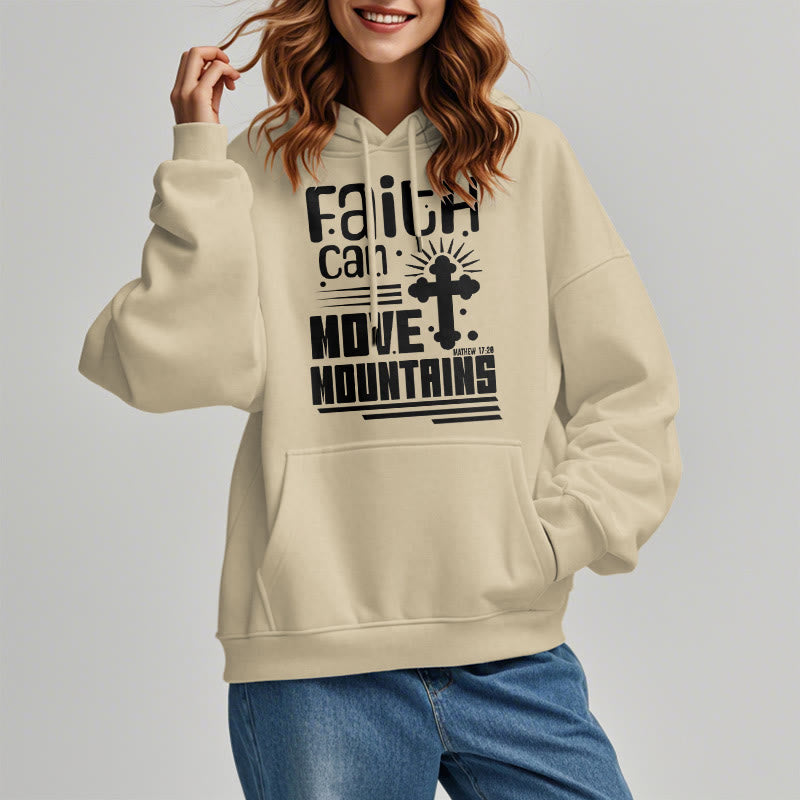 Modern Style Faith Can Move Mountains Fleece Lined Polyester Hoodie