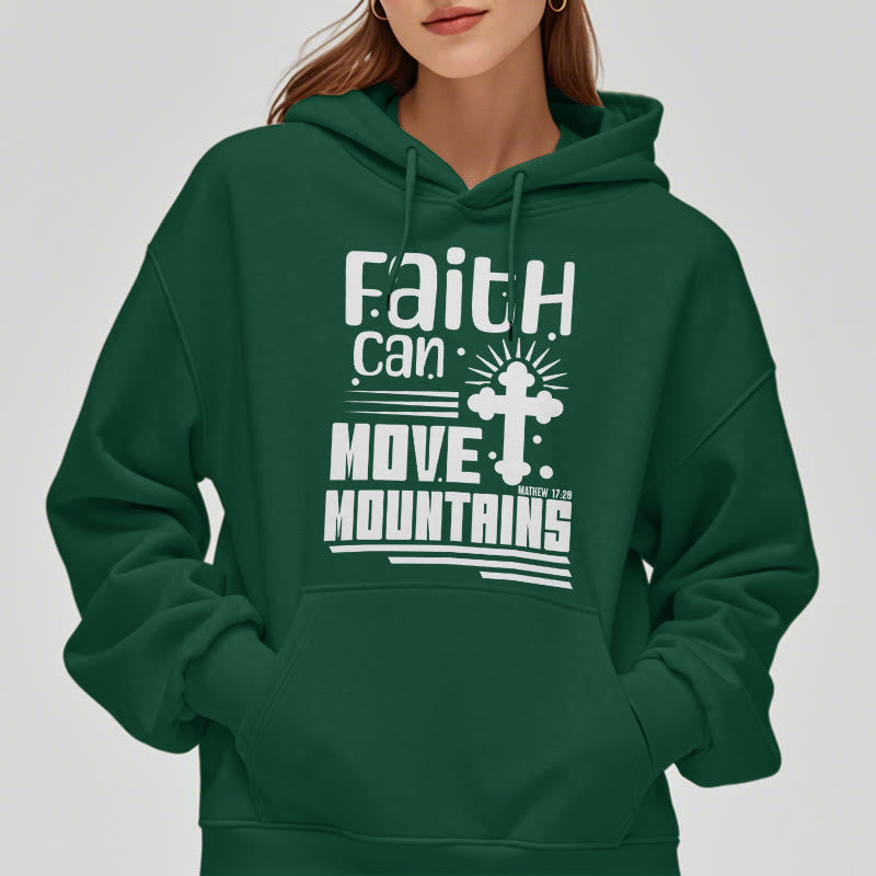 Modern Style Faith Can Move Mountains Fleece Lined Polyester Hoodie