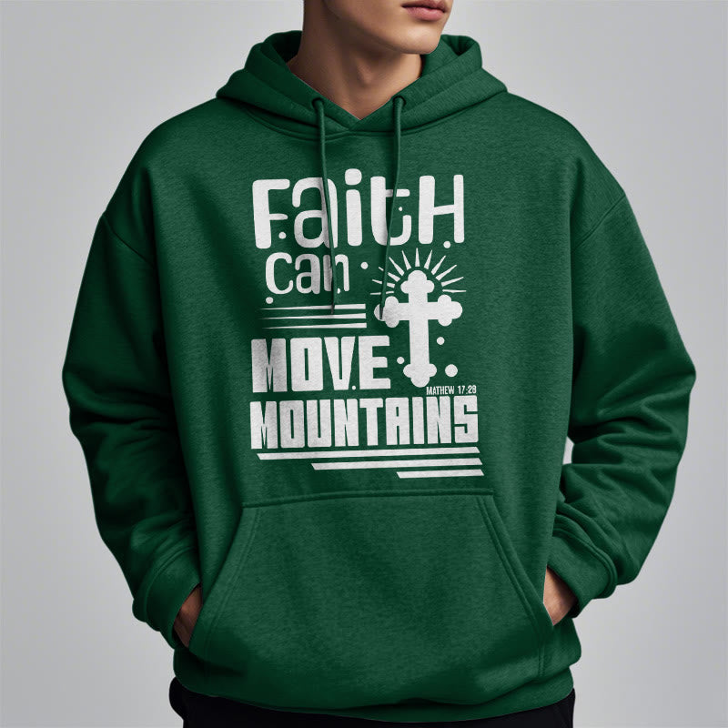 Modern Style Faith Can Move Mountains Fleece Lined Polyester Hoodie