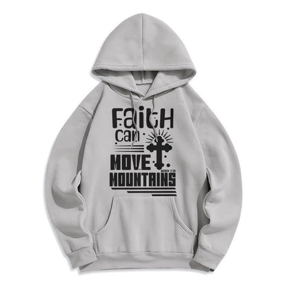 Modern Style Faith Can Move Mountains Fleece Lined Polyester Hoodie