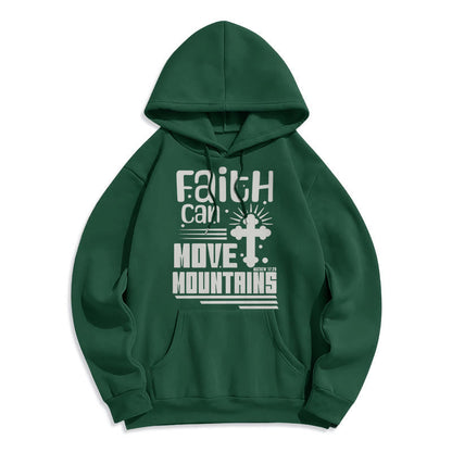 Modern Style Faith Can Move Mountains Fleece Lined Polyester Hoodie